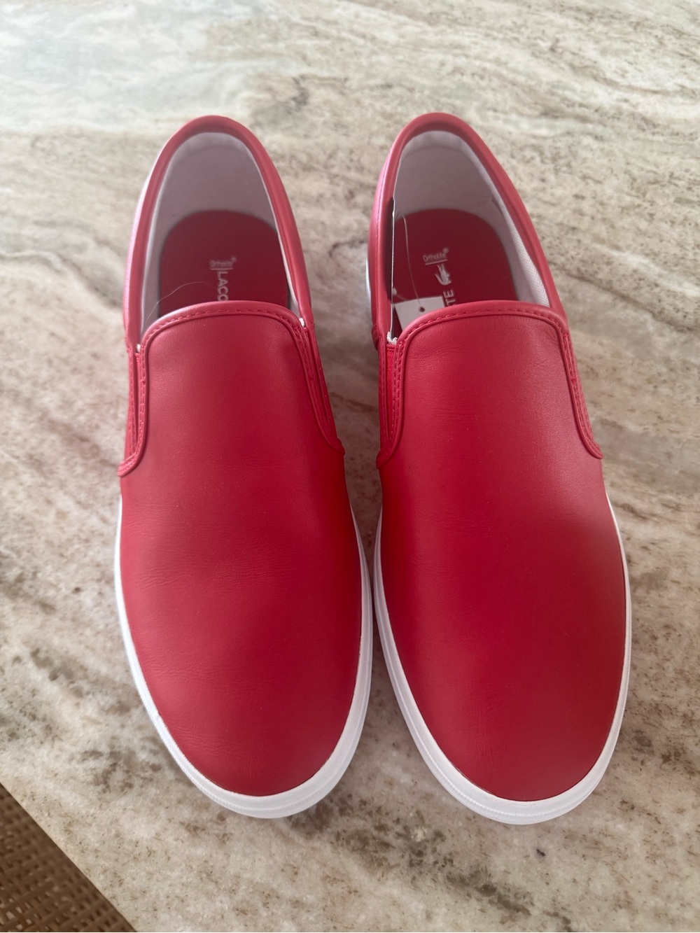 Brand new never worn Lacoste Men's Red Slip-On Casual Loafers size 11 perfect